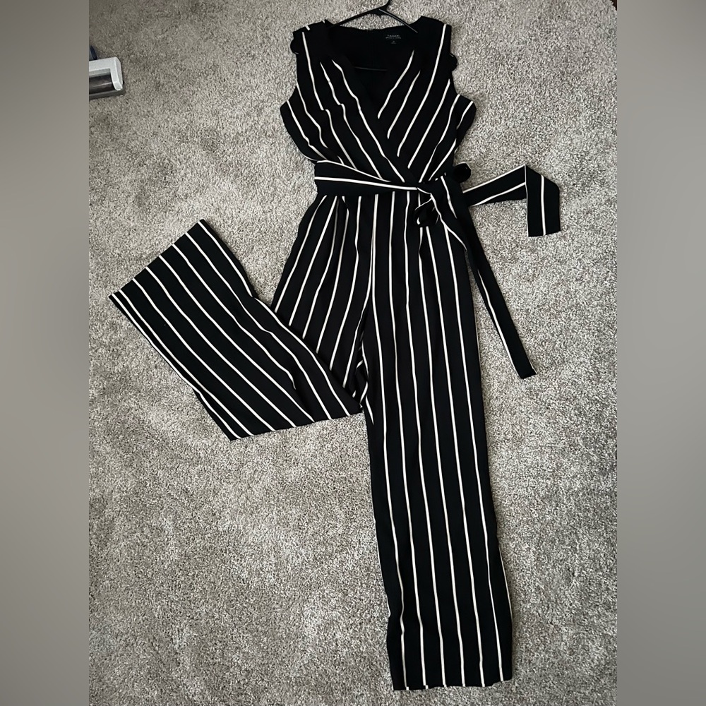 Black and White Striped Jumpsuit WITH POCKETS